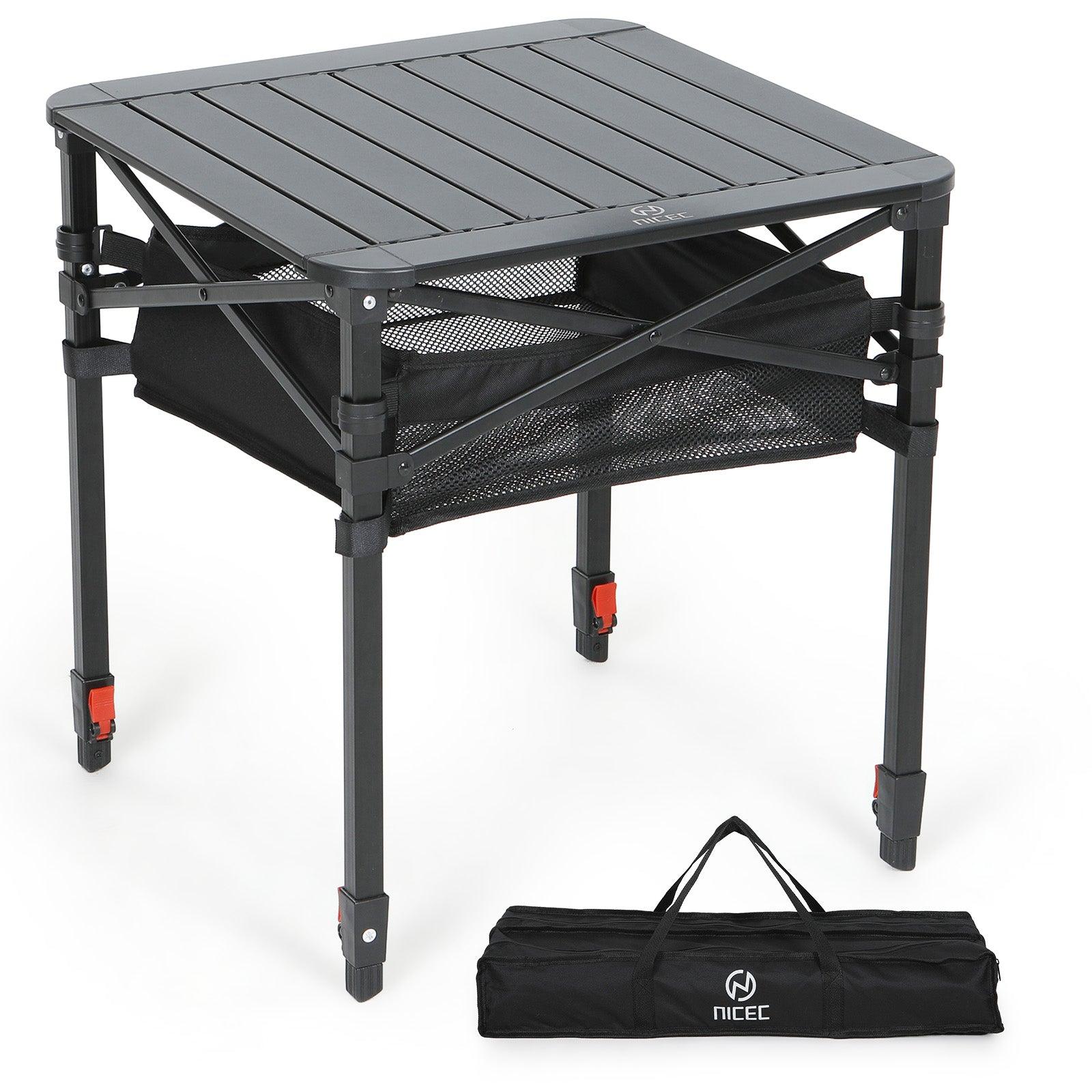 Nice C Adjustable Square Table, Folding Camping Table, Roll-up Tabletop, Lightweight, with Carry Bag, for Outdoor, Camping, Picnic, backyards, BBQ (Medium) image