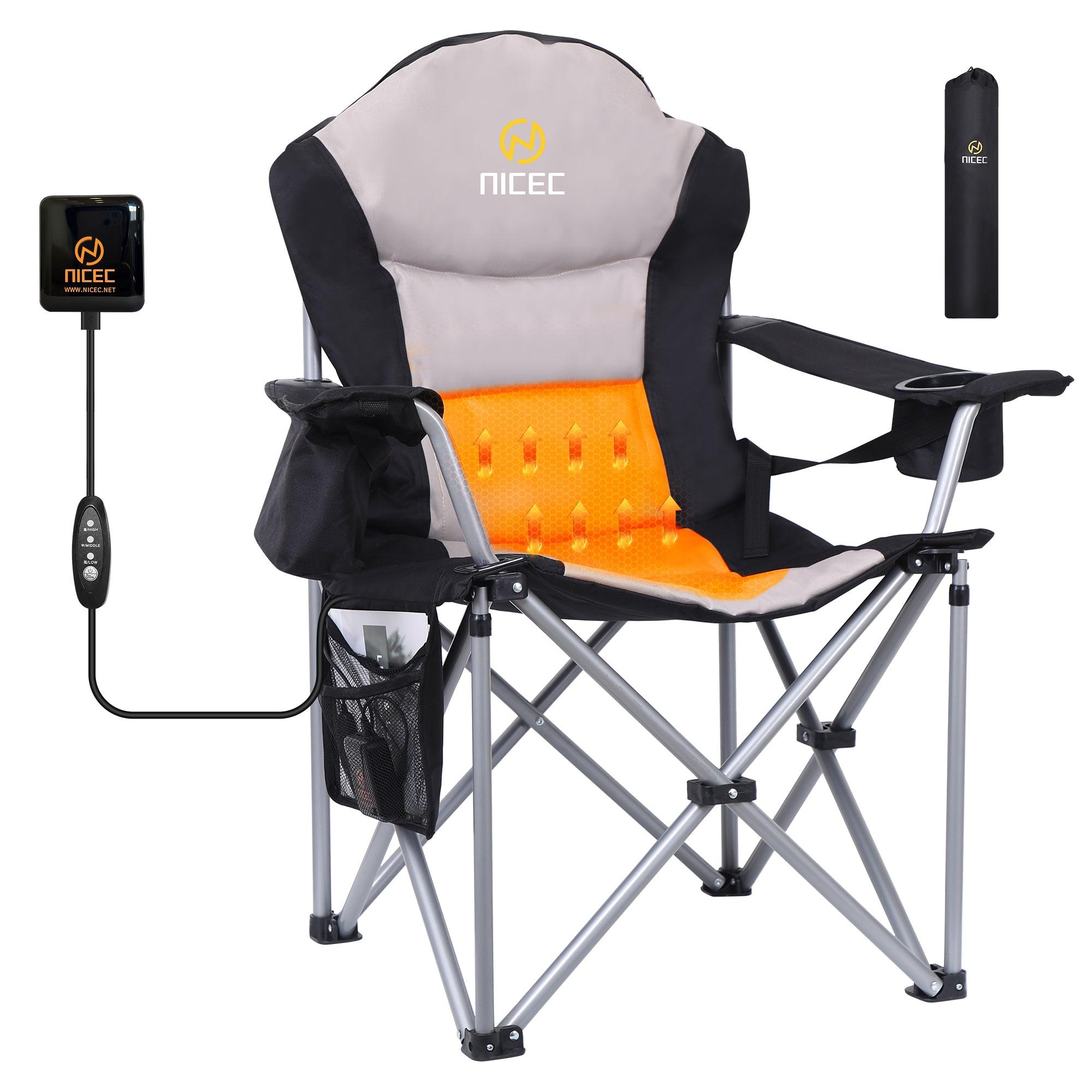 Nice C Heated Camping Chair with 10000mAh Power Bank, Heavy Duty Folding Chair with Cooler & Carry Bag - 1 Pack image