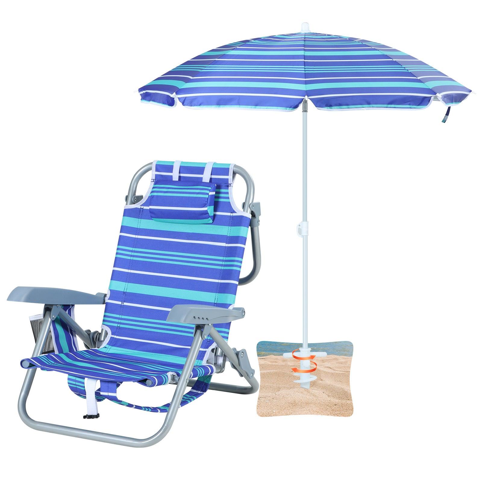 Nice C Kids Outdoor Beach Chair - 5-Position Recline, Backpack Camping Chair with Umbrella & Cup Holder - 1 pack image