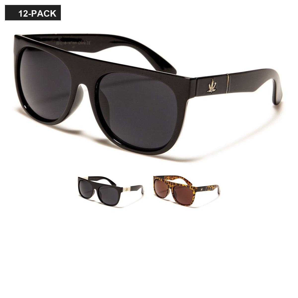 Classic Cannabis Print Flat Top Sunglasses in Bulk W-676-LF