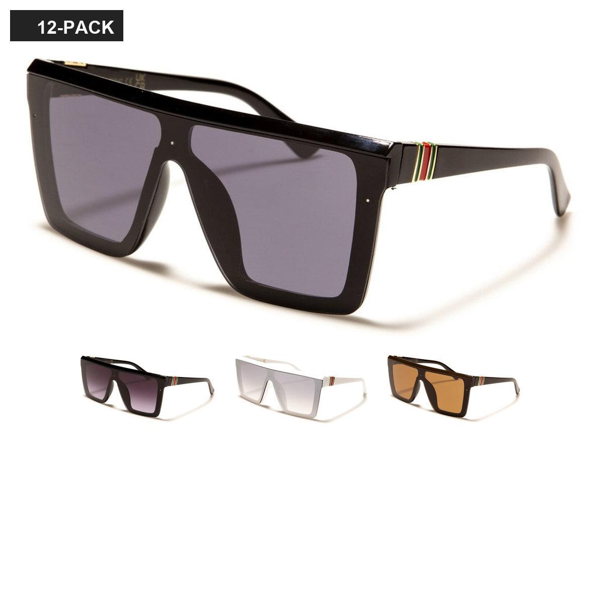 Flat Top Shield Unisex Sunglasses Wholesale P6582 image