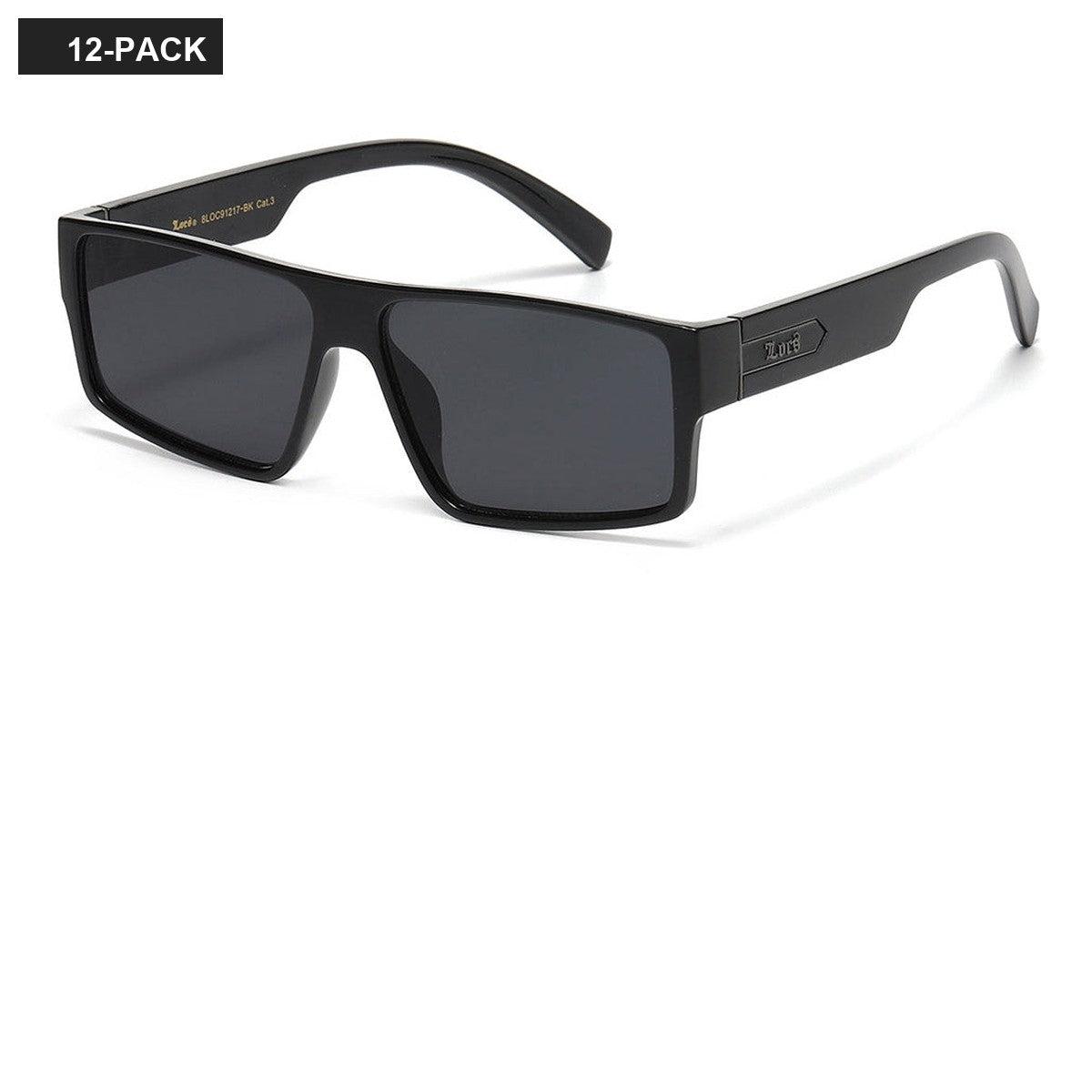 Locs Rectangle Men's Wholesale Sunglasses LOC91217-BK