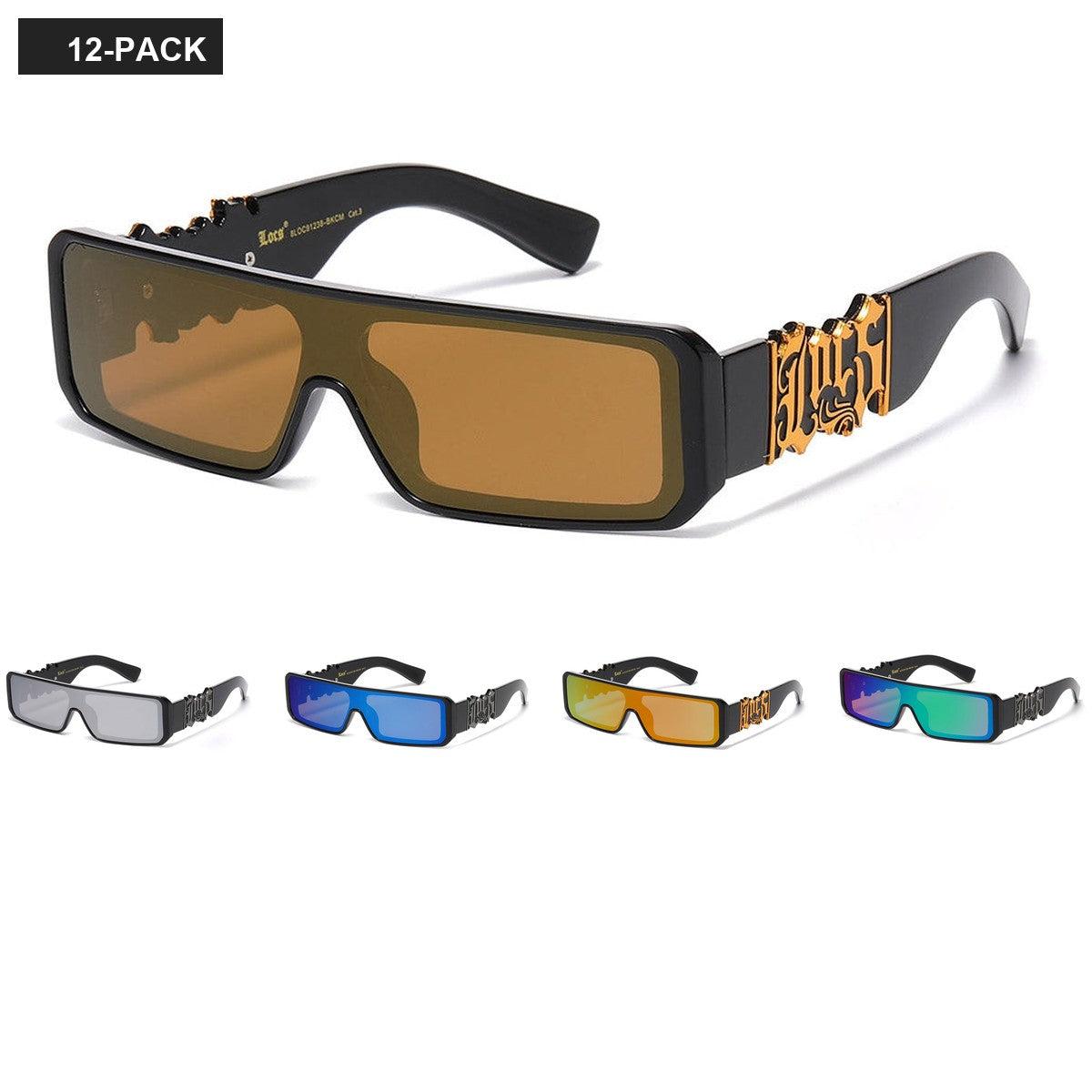 Locs Rectangle Men's Wholesale Sunglasses LOC91238-BKCM