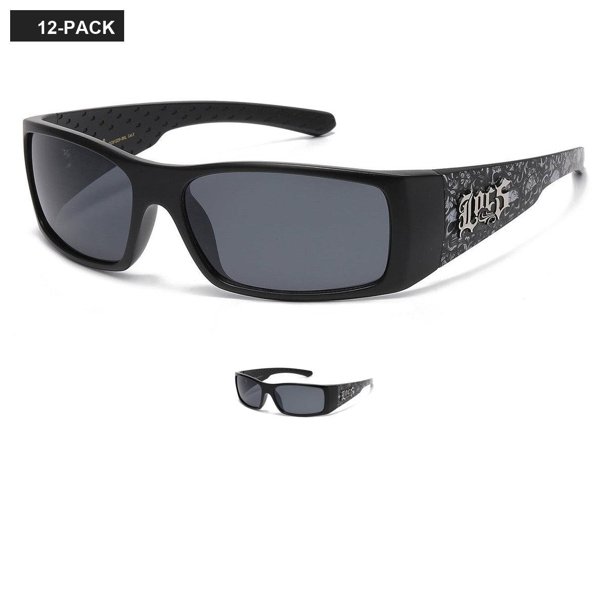 Locs Skull Print Wrap Around Wholesale Sunglasses LOC91225-SKL image