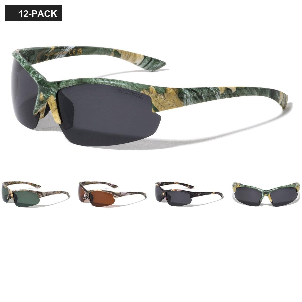 Polarized Camo Wrap Around Sunglasses Wholesale POL-BP0163-CAMO image