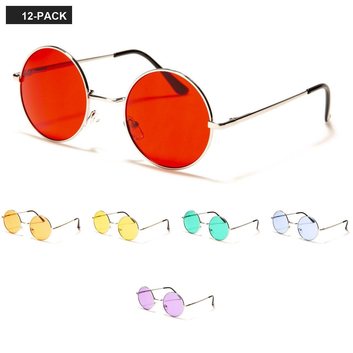 Round Color Lens Retro Wholesale Sunglasses 711050-PST