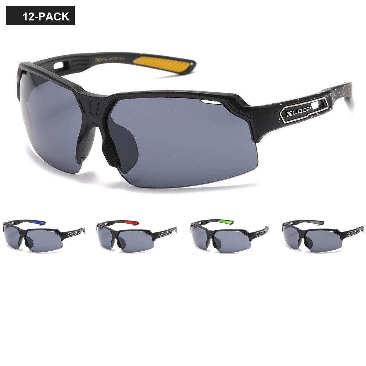X-Loop Semi-Rimless Sports Wrap Sunglasses in Bulk X2735 image