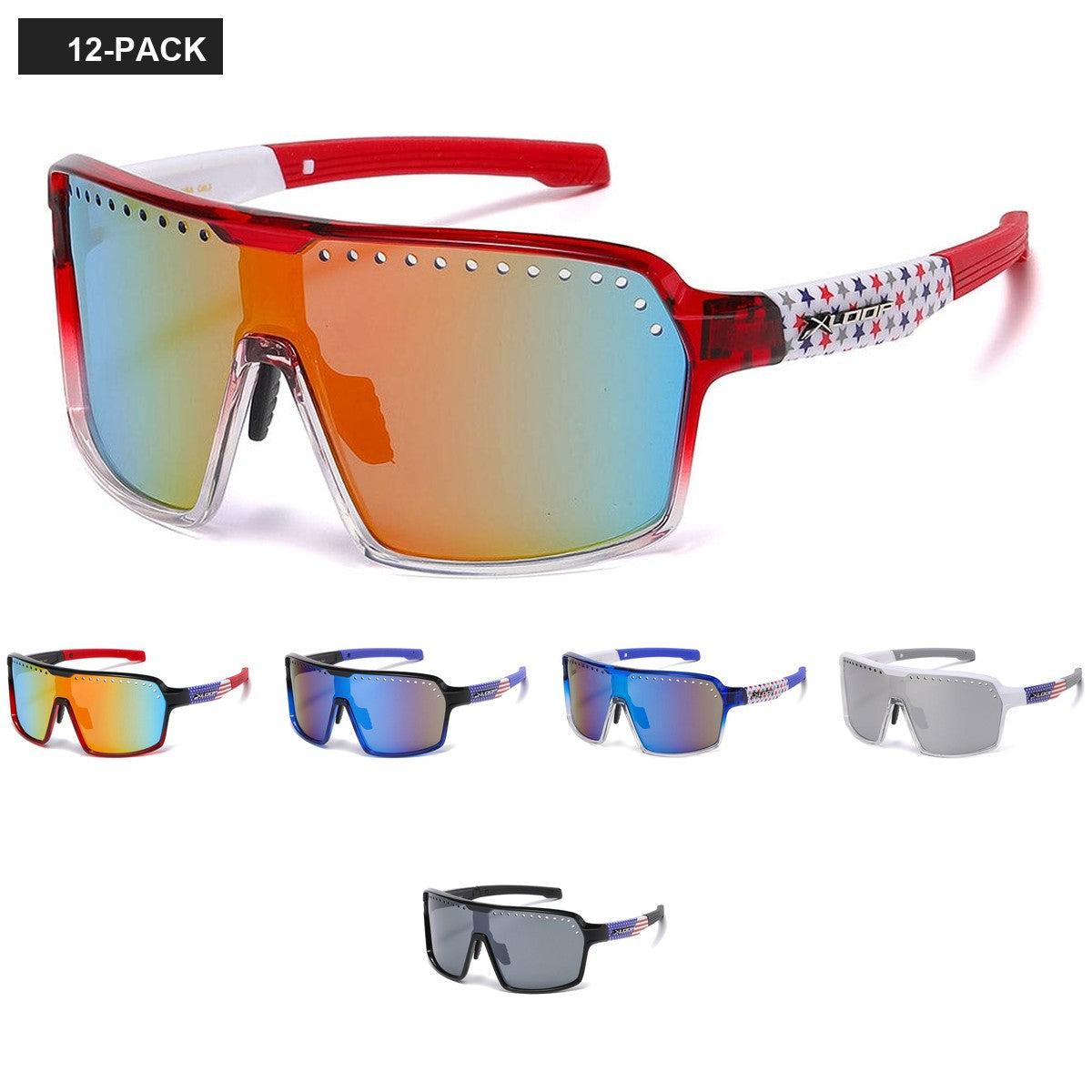 X-Loop USA Flag Shield Sunglasses in Bulk X3682-USA image