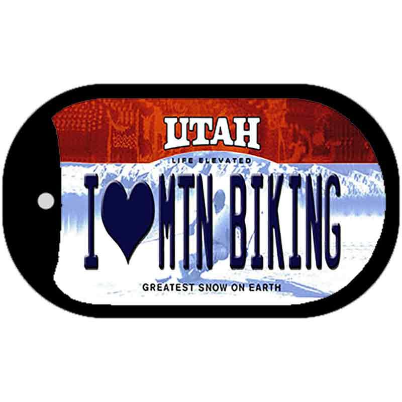 I Love Mtn Biking Utah Novelty Metal Dog Tag Necklace DT-10232 image