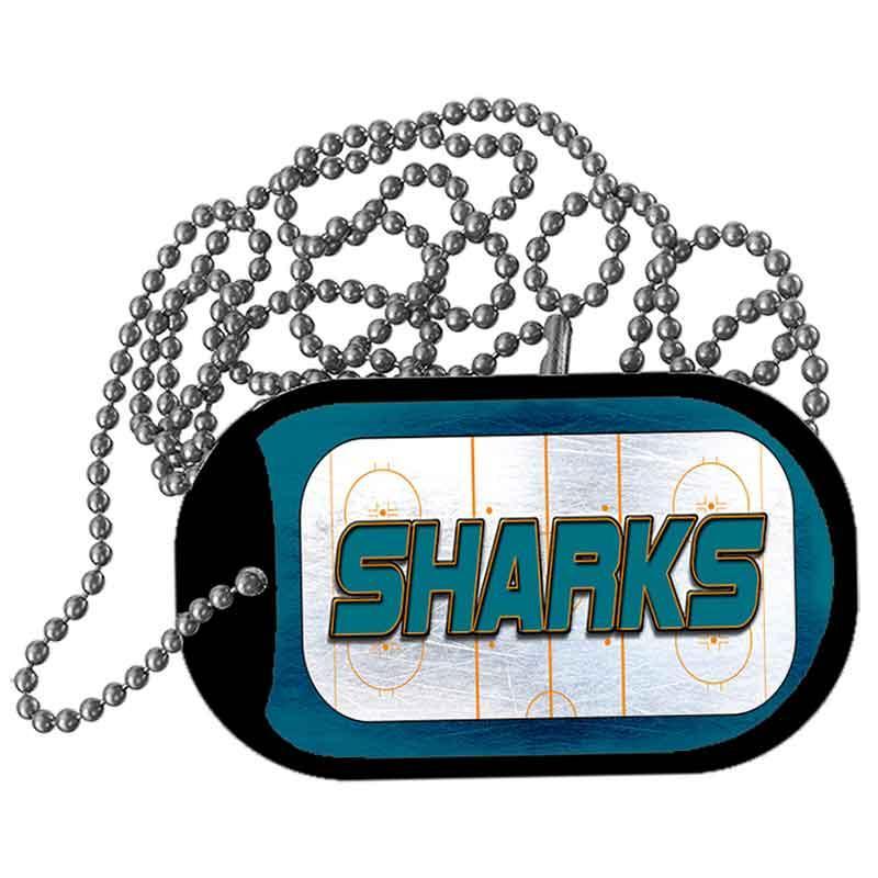 SHARKS Graphic Metal Novelty Dog Tag Necklace DT-14679 image