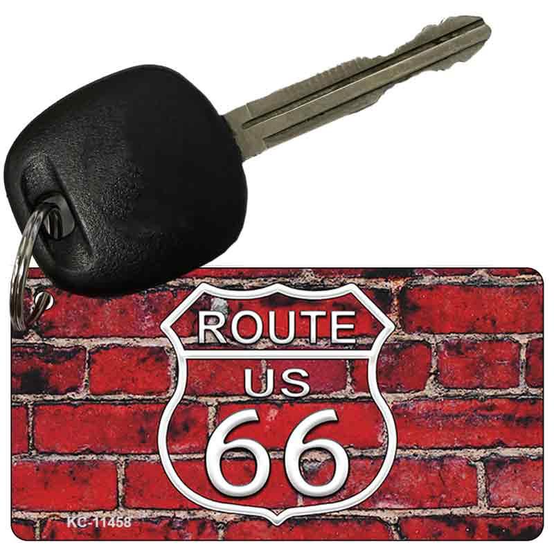 Route 66 Red Brick Wall Novelty Metal Key Chain KC-11458 image