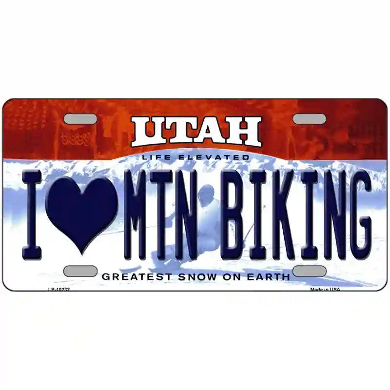 I Love Mtn Biking Utah Metal Novelty License Plate image