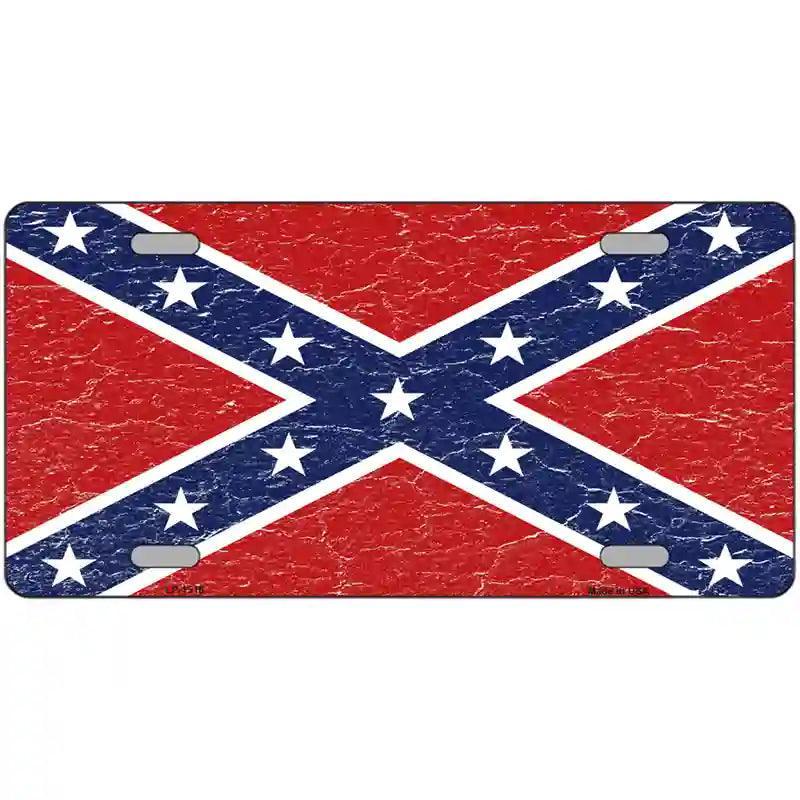 Distressed Confederate Flag Metal Novelty License Plate image