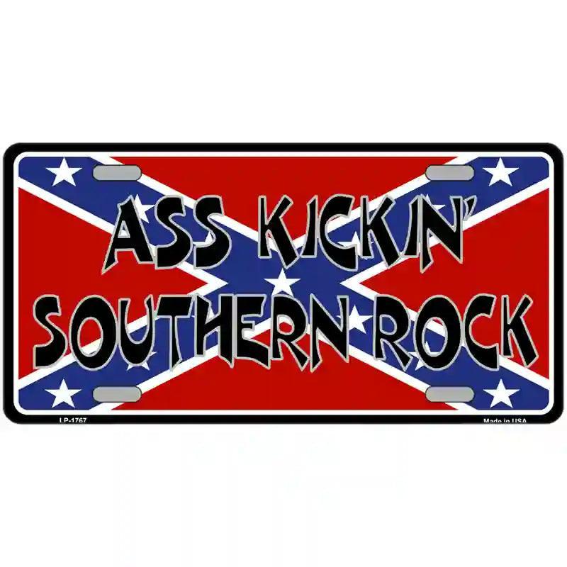 Southern Rock Confederate Flag Metal Novelty License Plate image
