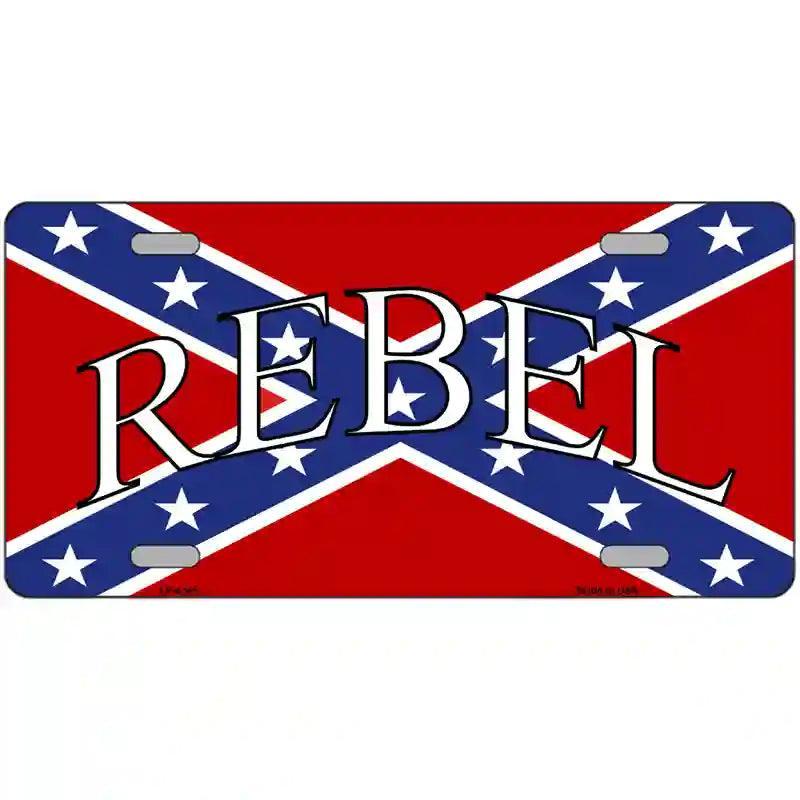 Rebel Confederate Flag Metal Novelty License Plate image