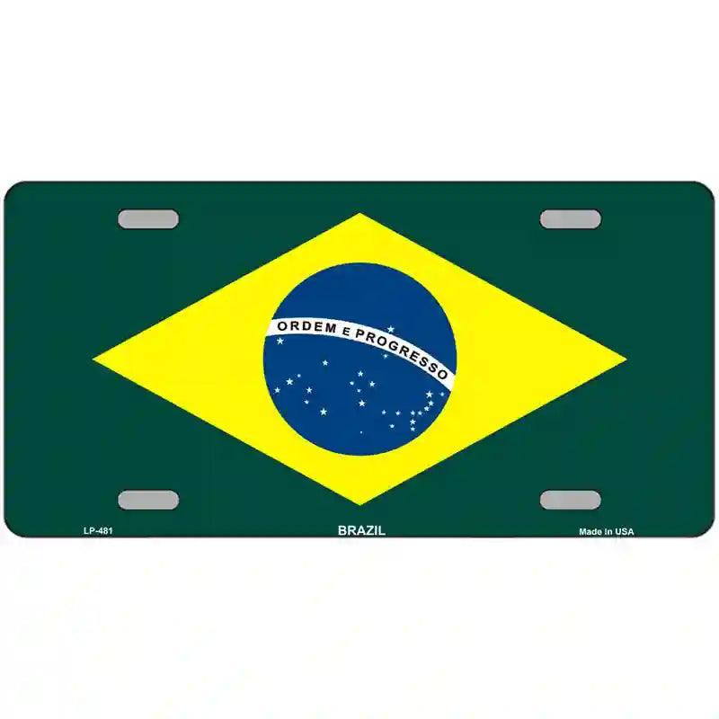 Brazil Flag Metal Novelty License Plate