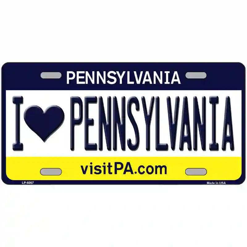 I Love Pennsylvania State Novelty Metal License Plate