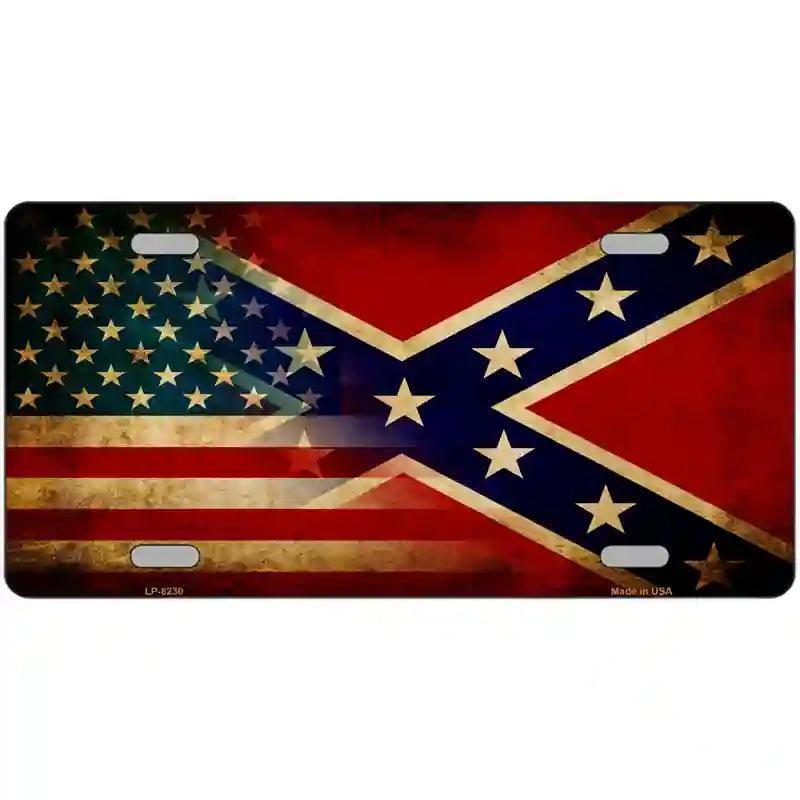 American Confederate Flag Novelty Metal License Plate image