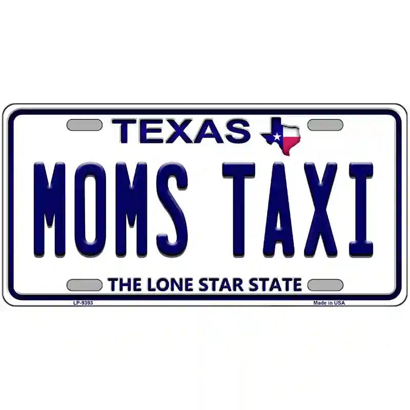 Moms Taxi Texas Novelty Metal License Plate image