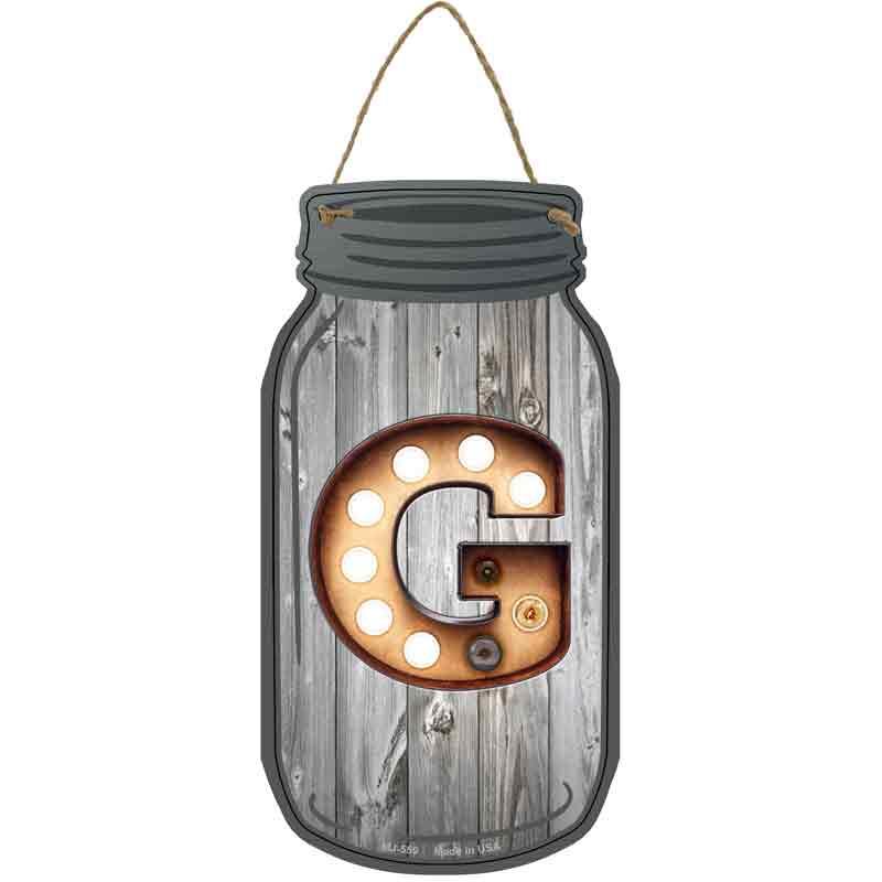 G Bulb Lettering Novelty Metal Mason Jar Sign image