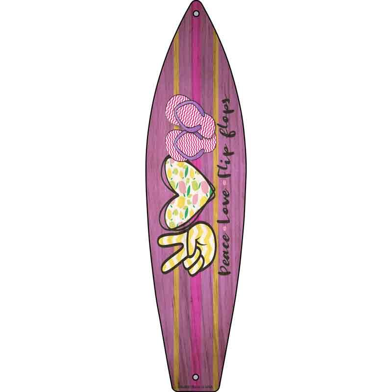 Peace Love Flip Flops Novelty Metal Surfboard Sign image