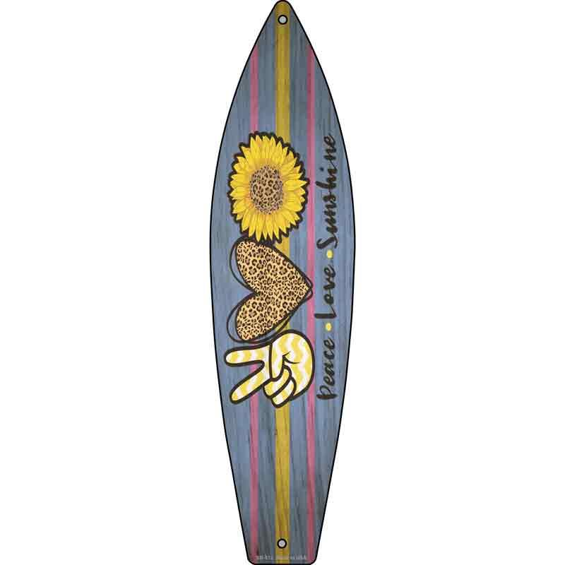 Peace Love Sunshine Novelty Metal Surfboard Sign image