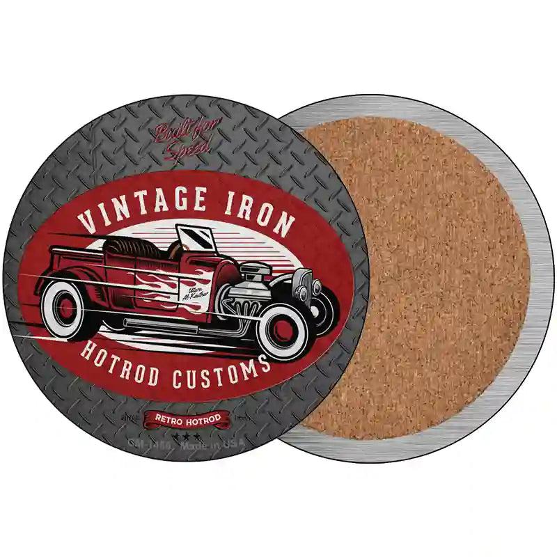Vintage Iron Red Novelty Circle Coaster Set of 4 image