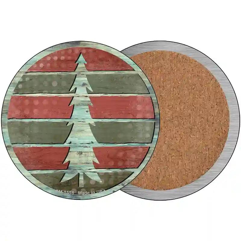 Tree Red and Green Novelty Circle Coaster Set of 4 image