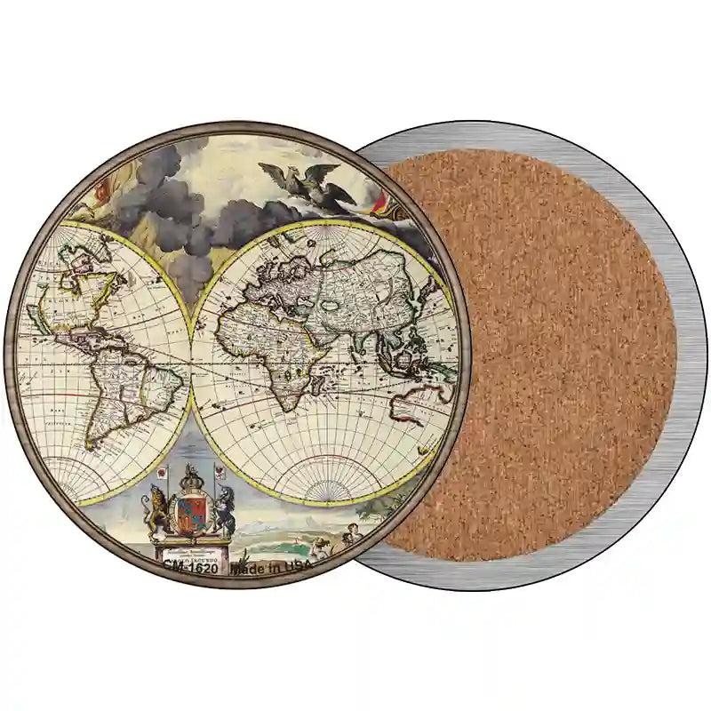 World Map Novelty Circle Coaster Set of 4 image