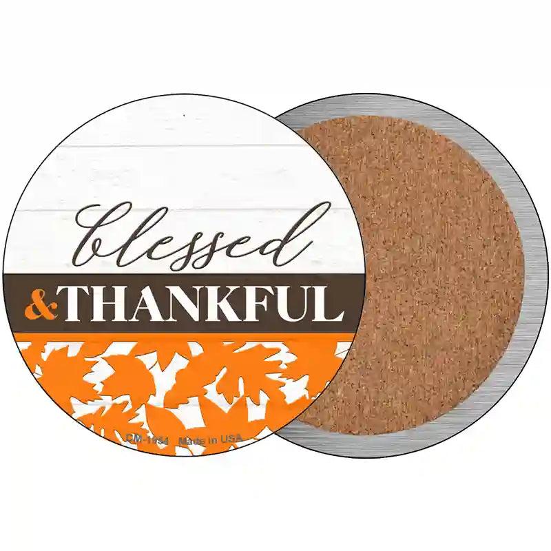 Blessed and Thankful Novelty Circle Coaster Set of 4 image