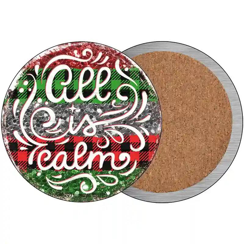 All Is Calm Christmas Novelty Circle Coaster Set of 4 image