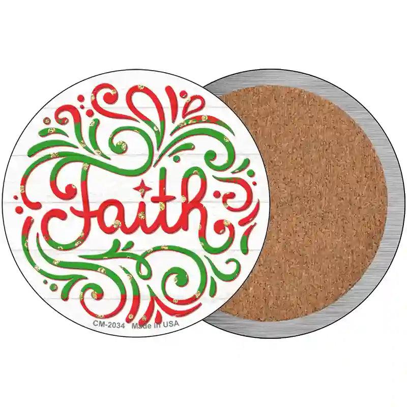 Faith Christmas Novelty Circle Coaster Set of 4 image