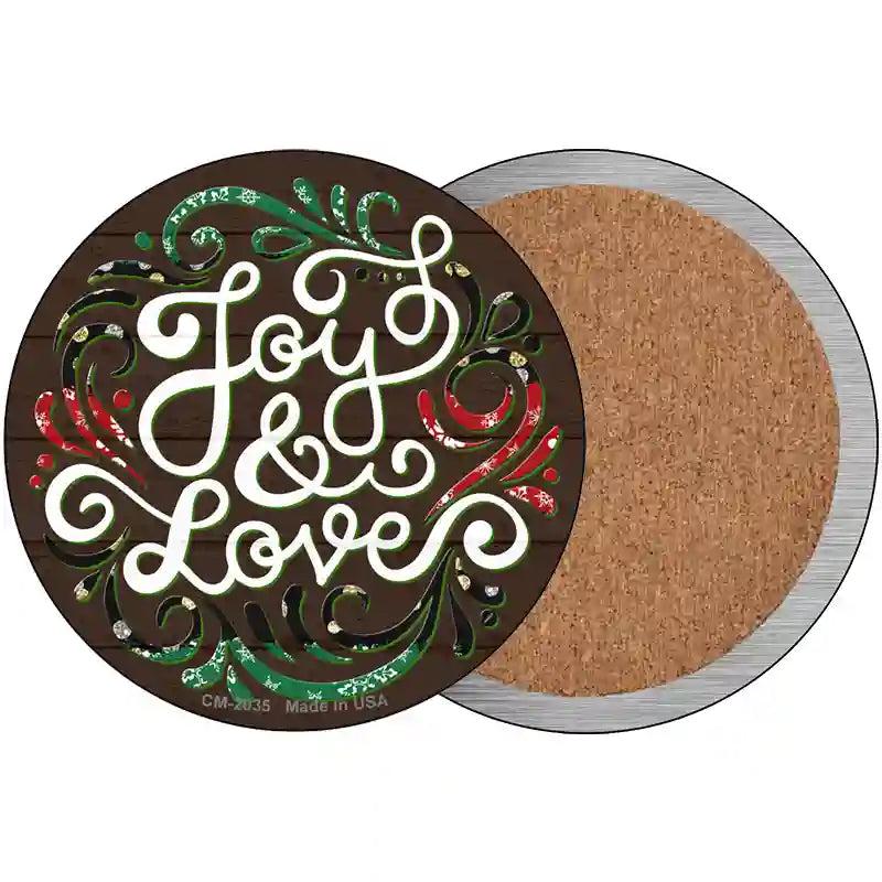 Joy and Love Christmas Novelty Circle Coaster Set of 4 image