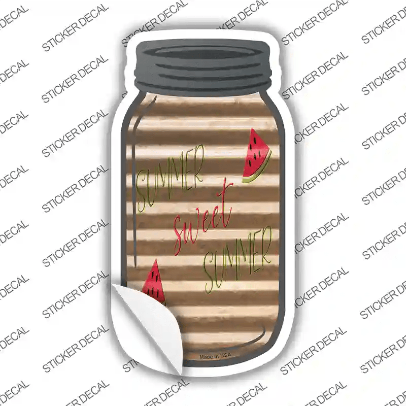 Sweet Summer Watermelon Corrugated Novelty Mason Jar Sticker Decal image