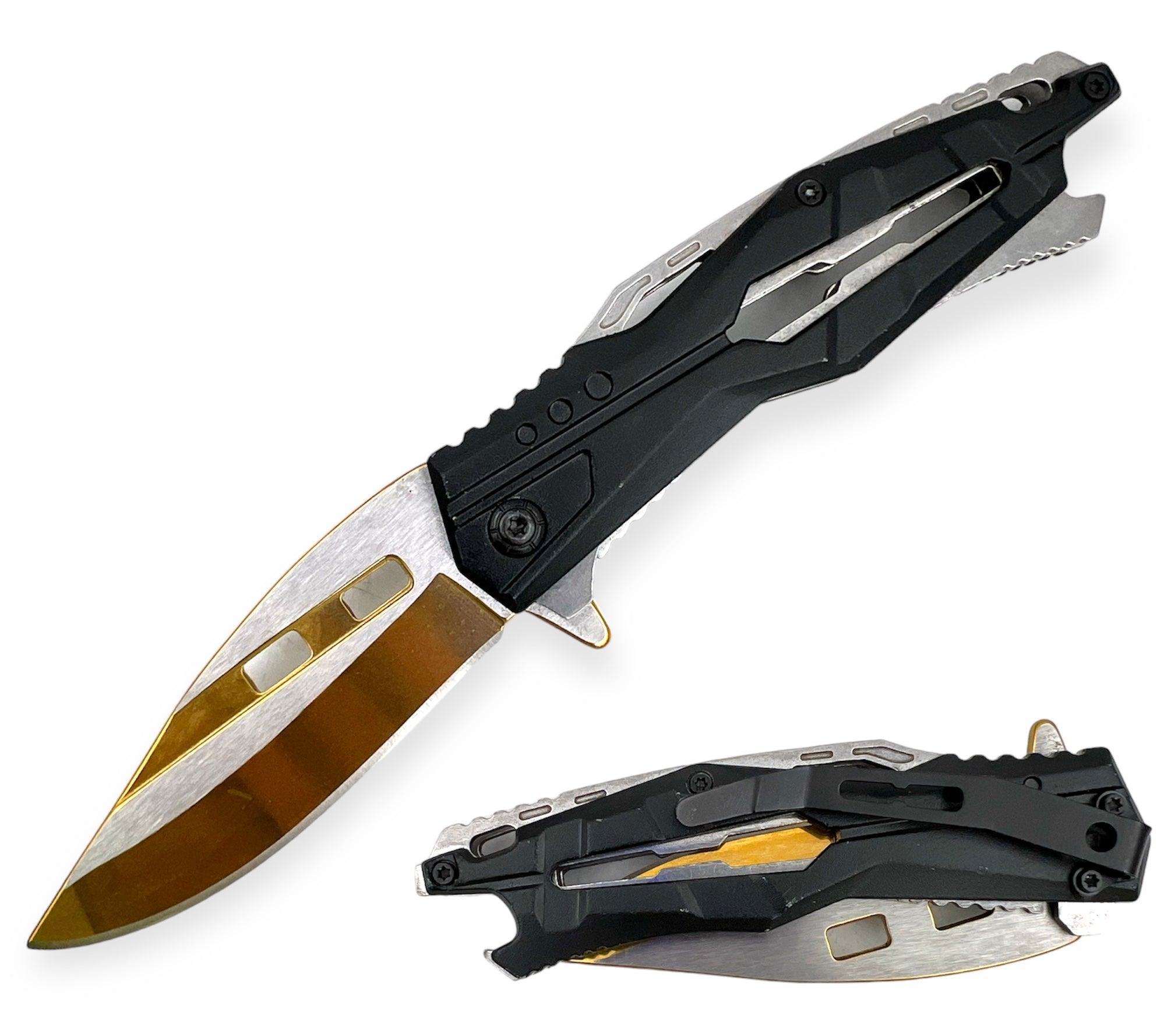 Tiger Usa Spring Assisted Knife -Gold Knife