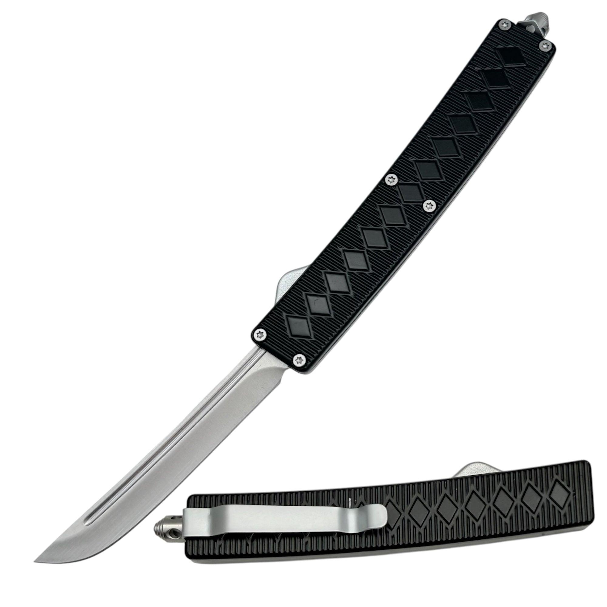 Diamond Grip Tactical Knife OTF Black/Silver image