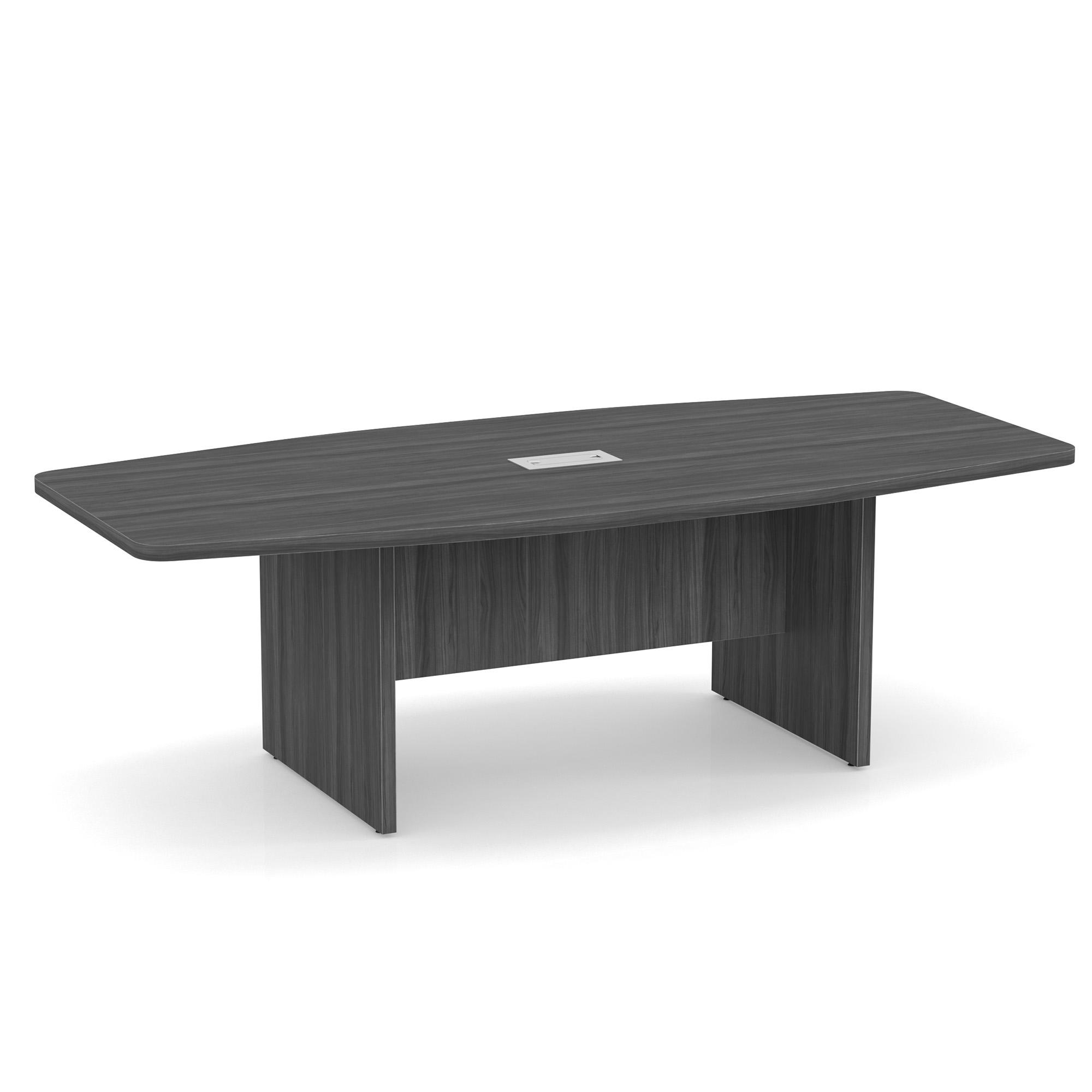 OfficeSource | OS Conference Tables | Boat Shaped Conference Table with Slab Base - 95'' - Coastal Gray