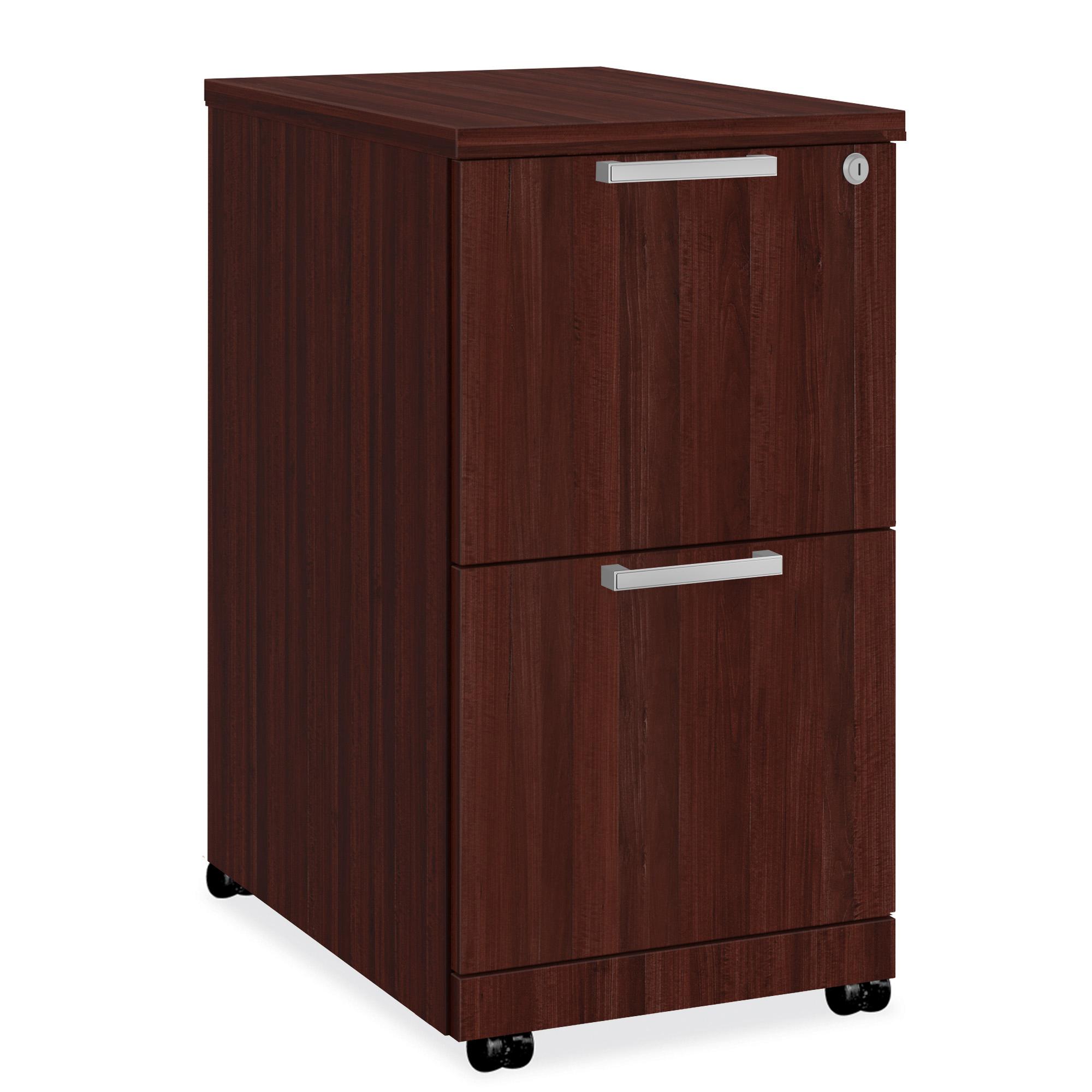 OfficeSource | OS Laminate | 2 Drawer Mobile Pedestal - File/File - Mahogany image