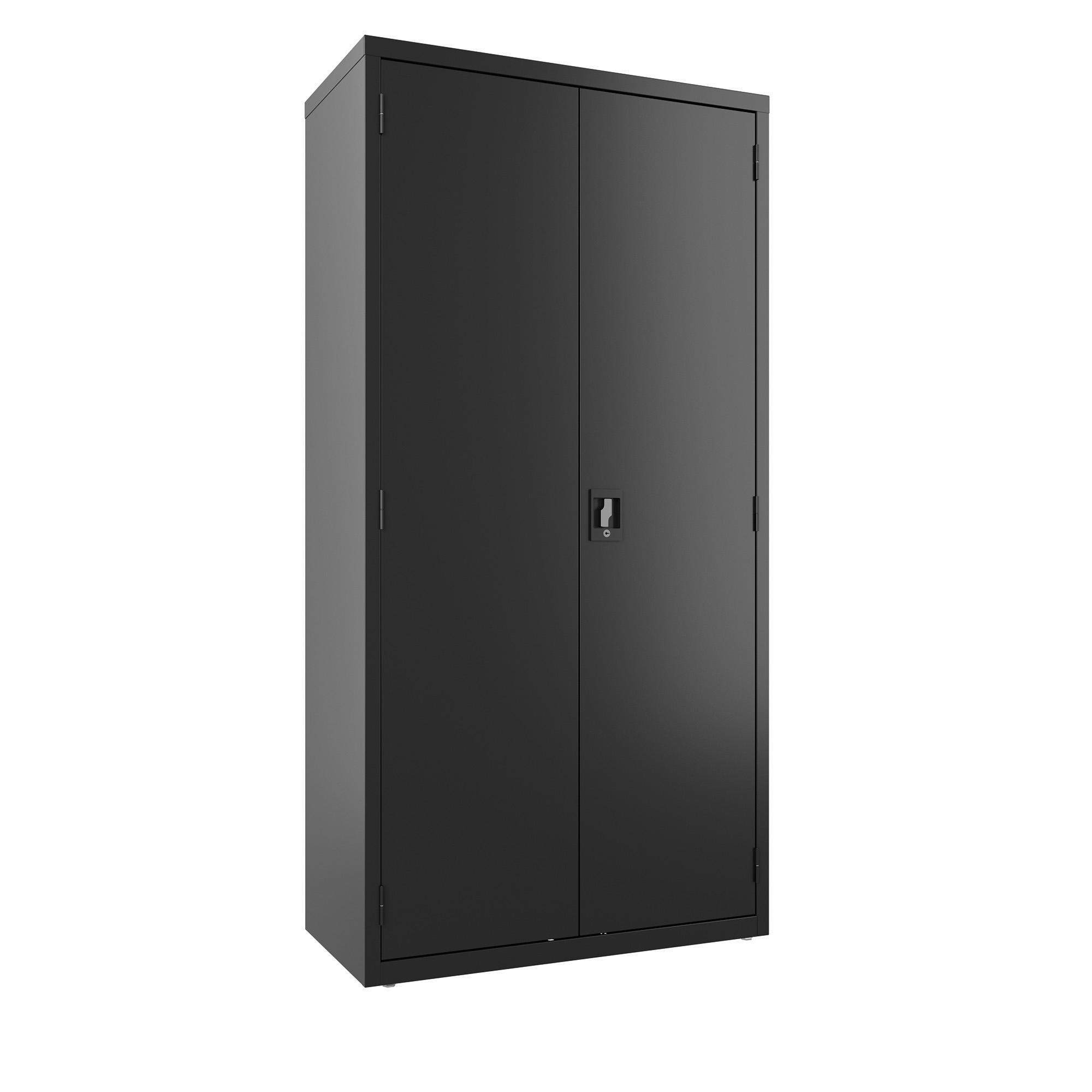OfficeSource Steel Storage Cabinet Collection Janitor Closet - Black