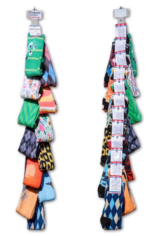 Cool and Crazy Grab -n-Go Sale Strip, 12 Pair Display by Physician's Choice Diabetic Socks