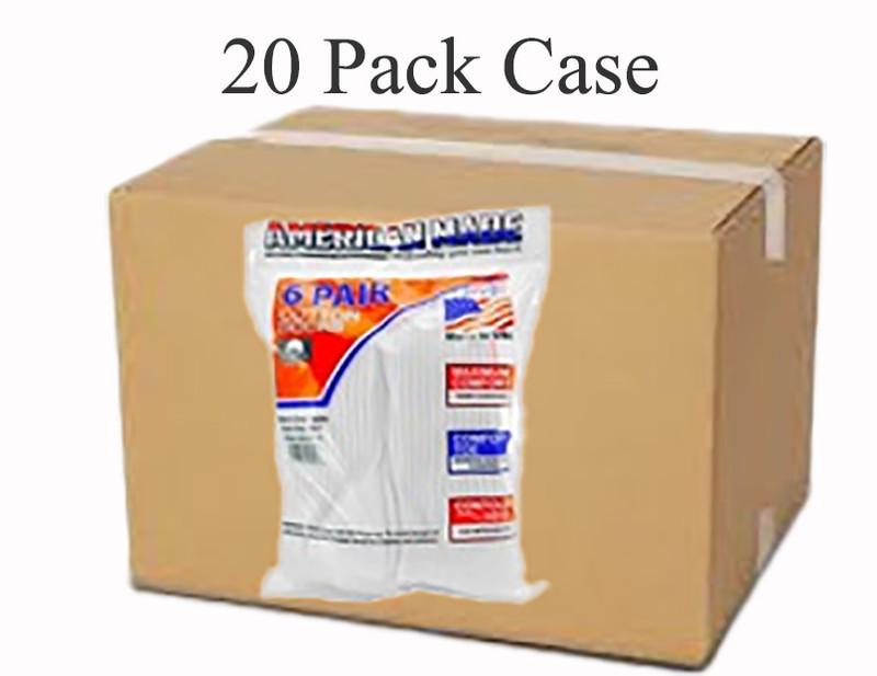 Case of 20 | Sole Pleaser American Made Tube Socks - 6 Pair Packs (120 Pairs Total) - Premium Cotton, White, Bulk Wholesale