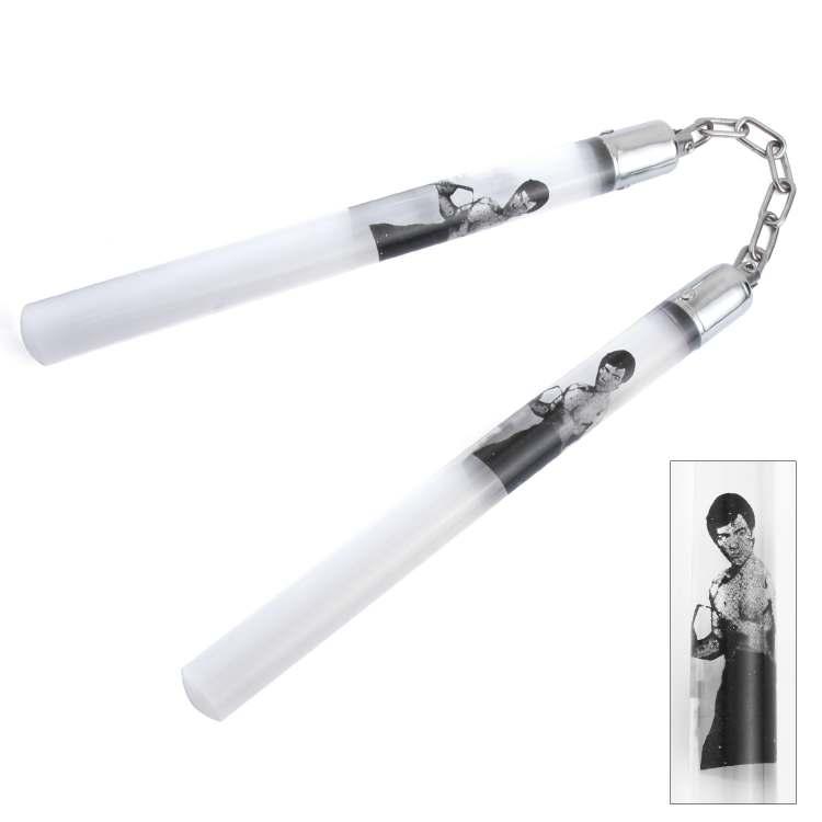 12" Clear Acrylic Nunchaku Bruce Lee on Handle image