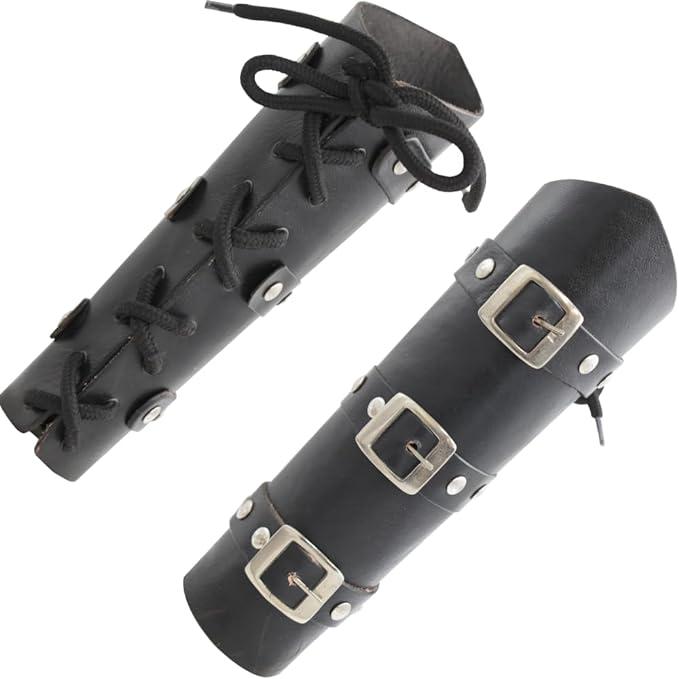 Medieval Warrior Adults Faux Leather Black Arm Guard Pair image