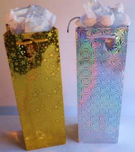 GIFT BAG HOLOGRAM - GOLD/SILVER - BOTTLE - 15"x5"x4" image