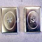 ASST DESIGN W PEWTER FIGURES METAL CIGARETTE CASE -* CLOSEOUT image