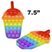 7.5" RAINBOW FRAPPE DRINK BUBBLE POP SILICONE STRESS RELIEVER image