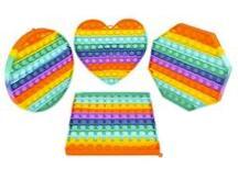 8" ASSORTED SHAPE RAINBOW BUBBLE POP IT SILICONE STRESS RELIEVER image