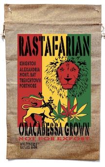 RASTAFARIAN LION MARIJUANA BURLAP BAG image