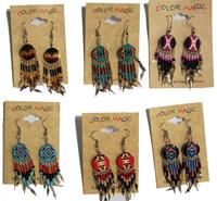 ROUND SHAPED NATIVE STYLE SEED BEAD DANGLE EARRINGS image