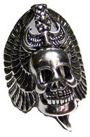 SKULL HEAD WINGS & DAGGER BIKER RING image